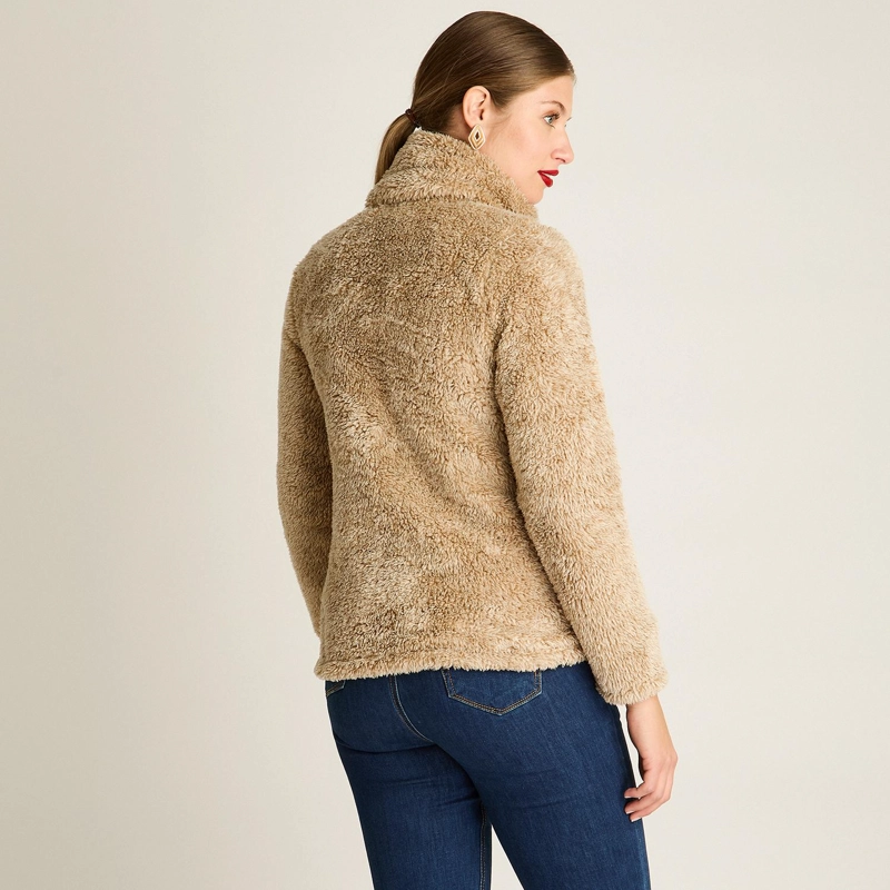 POLERON CORAL FLEECE MUJER FULL ZIPPER EFECTO PIEL ARENA - 2