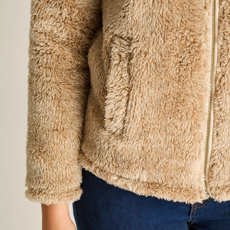 POLERON CORAL FLEECE MUJER FULL ZIPPER EFECTO PIEL ARENA - 3