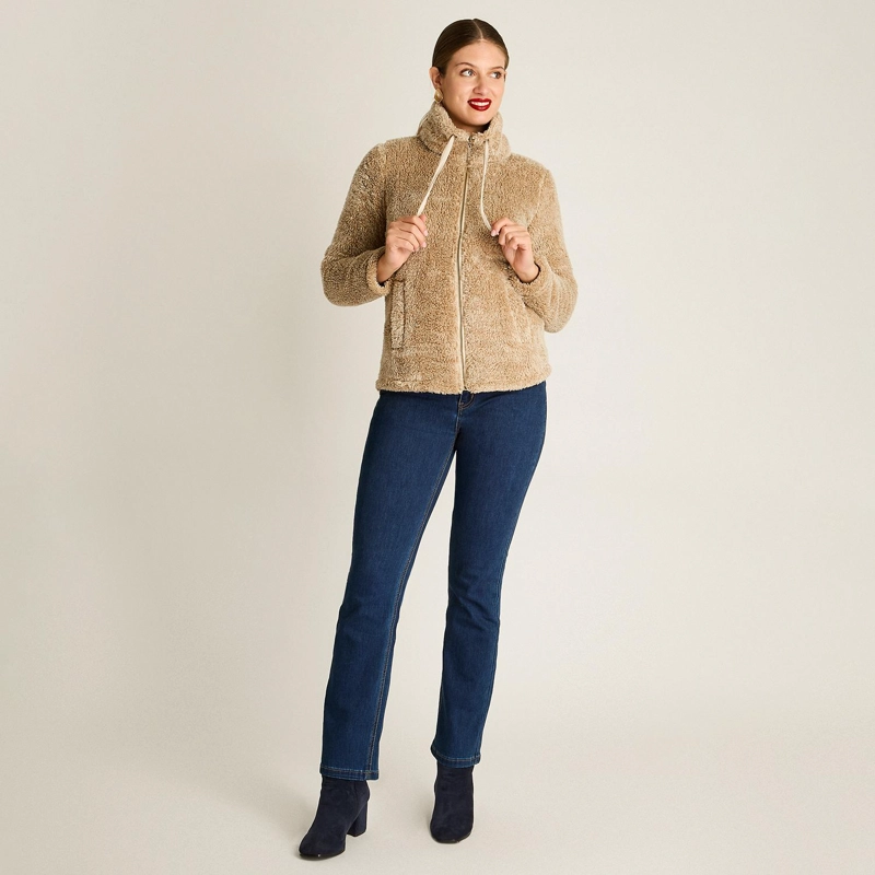 POLERON CORAL FLEECE MUJER FULL ZIPPER EFECTO PIEL ARENA - 4