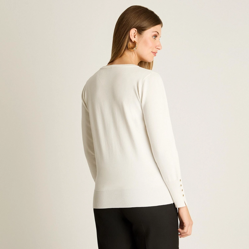 SWEATER CRUDO ESCOTE MAO CON BOTONES EN MANGA - 2