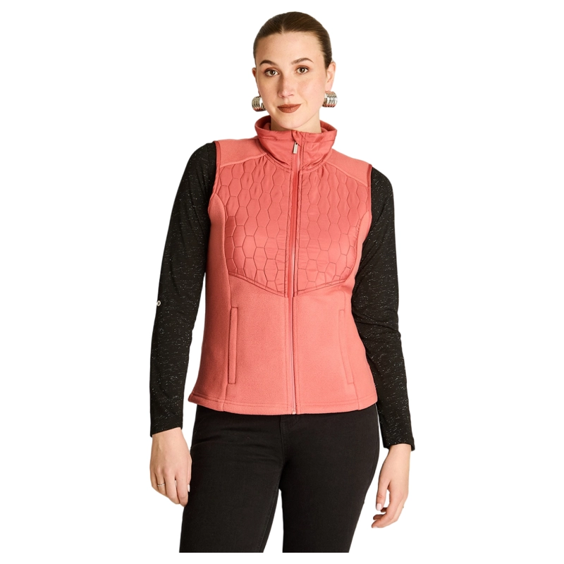 POLERON POLAR ROSADO SIN MANGAS DISEÑO QUILTED A TONO - 1