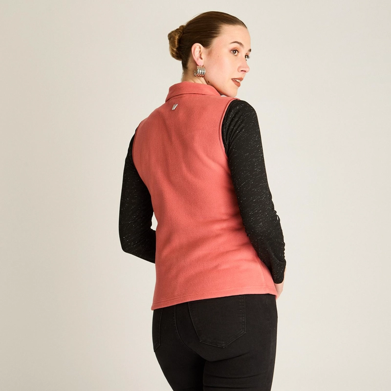 POLERON POLAR ROSADO SIN MANGAS DISEÑO QUILTED A TONO - 2