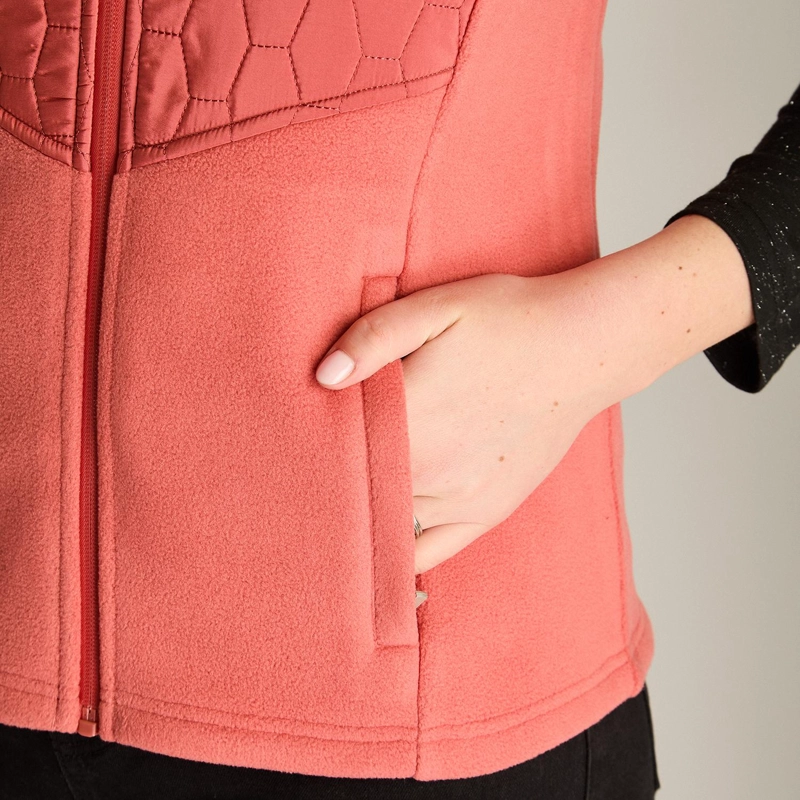 POLERON POLAR ROSADO SIN MANGAS DISEÑO QUILTED A TONO - 3