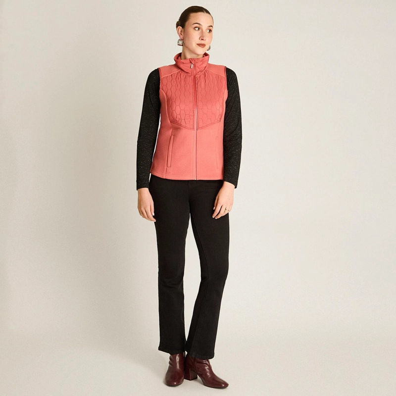 POLERON POLAR ROSADO SIN MANGAS DISEÑO QUILTED A TONO - 4