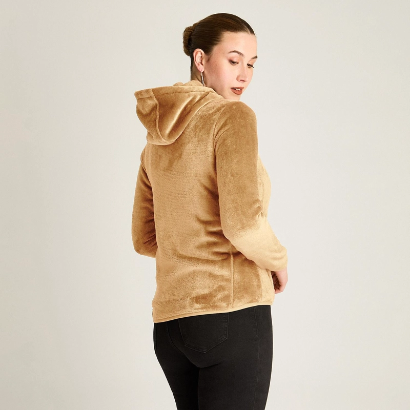 POLERON CAMEL CORAL FLEECE CON CUELLO ALTO Y CIERRE FULL ZIPPER - 4