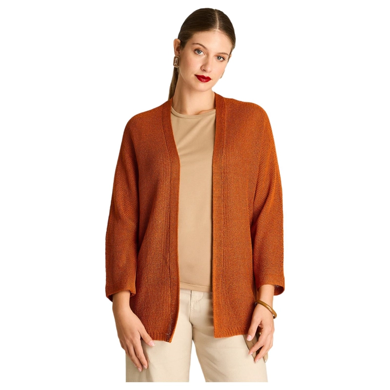 TAPADO TERRACOTA TEJIDO CON MANGA KIMONO 3/4 - 1