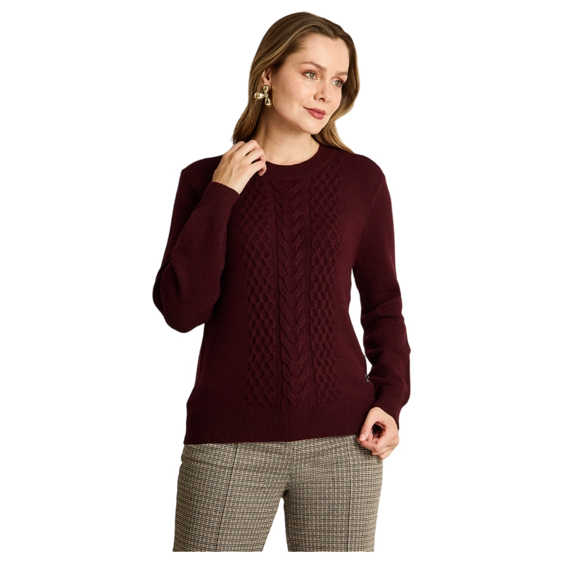 SWEATER BURDEO CON TRENZADO EN RELIEVE EN TEJIDO - 1