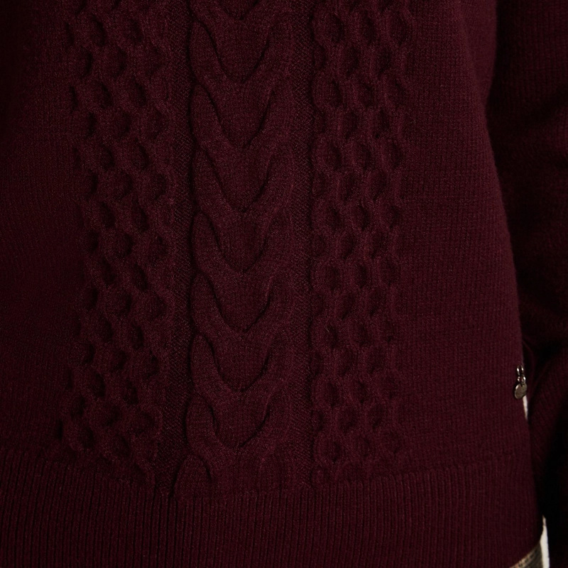 SWEATER BURDEO CON TRENZADO EN RELIEVE EN TEJIDO - 3