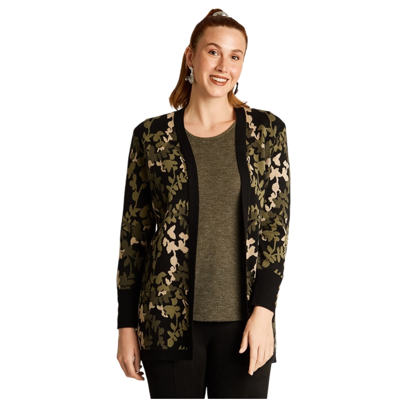 TAPADO VERDE CON ESTAMPADO FLORAL JACQUARD EN TEJIDO - 1