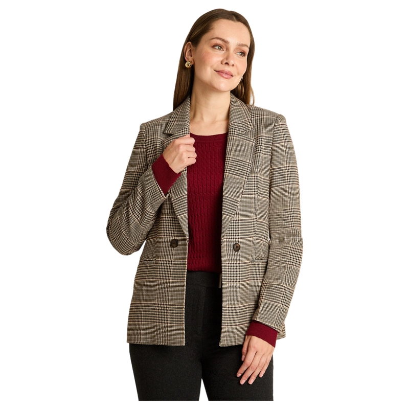 BLAZER CON ESTAMPADO CUADRILLE CLASICO Y DOBLE BOTON - 1