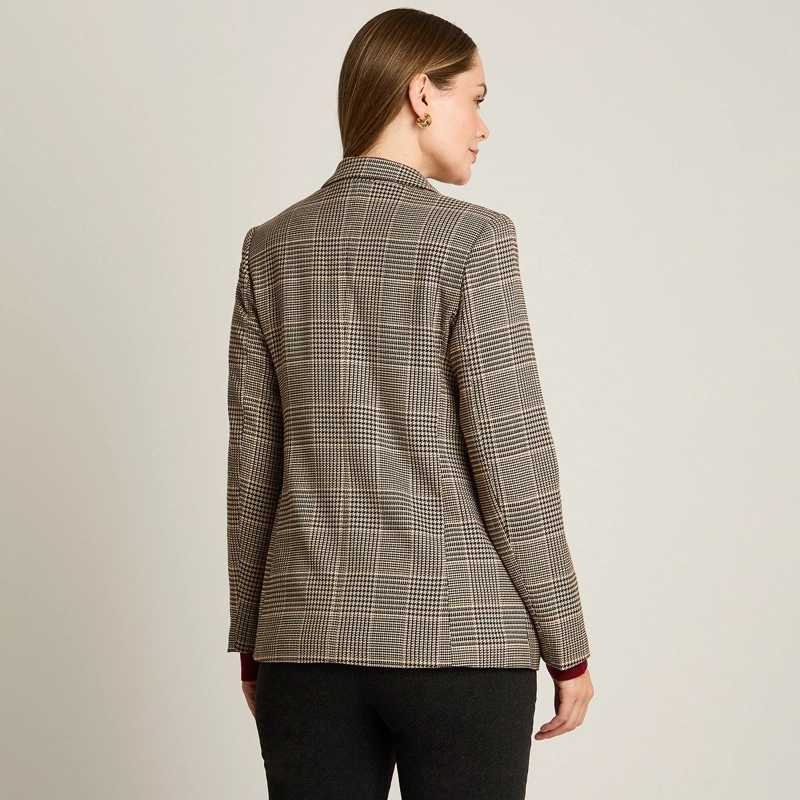 BLAZER CON ESTAMPADO CUADRILLE CLASICO Y DOBLE BOTON - 2