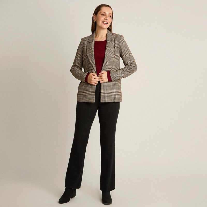 BLAZER CON ESTAMPADO CUADRILLE CLASICO Y DOBLE BOTON - 4