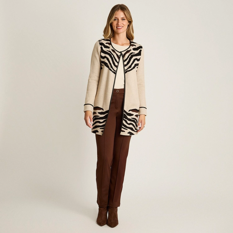 TAPADO BEIGE CON ESTAMPADO ANIMAL PRINT EN TEJIDO - 4