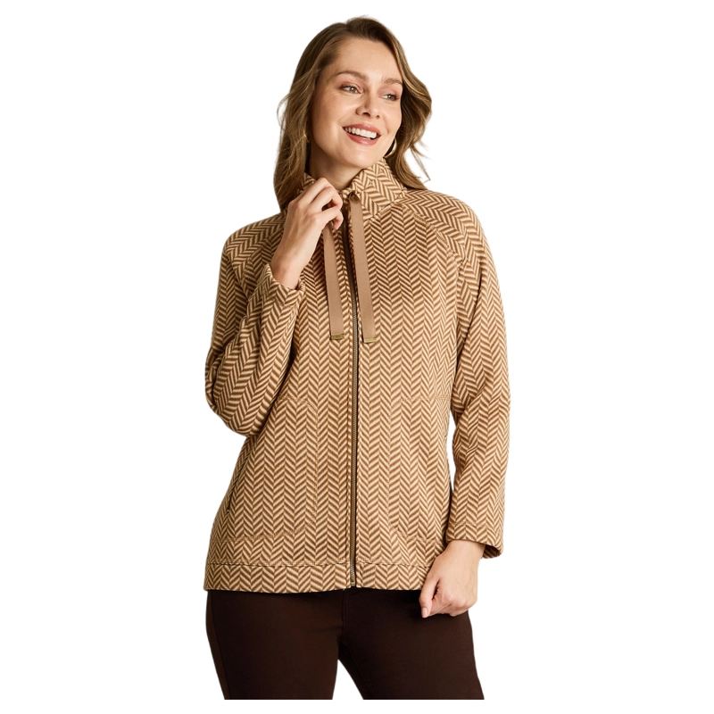 POLERON SOFT SHELL CAMEL CON ESTAMPADO ESPIGA Y FORRO FLEECE - 1