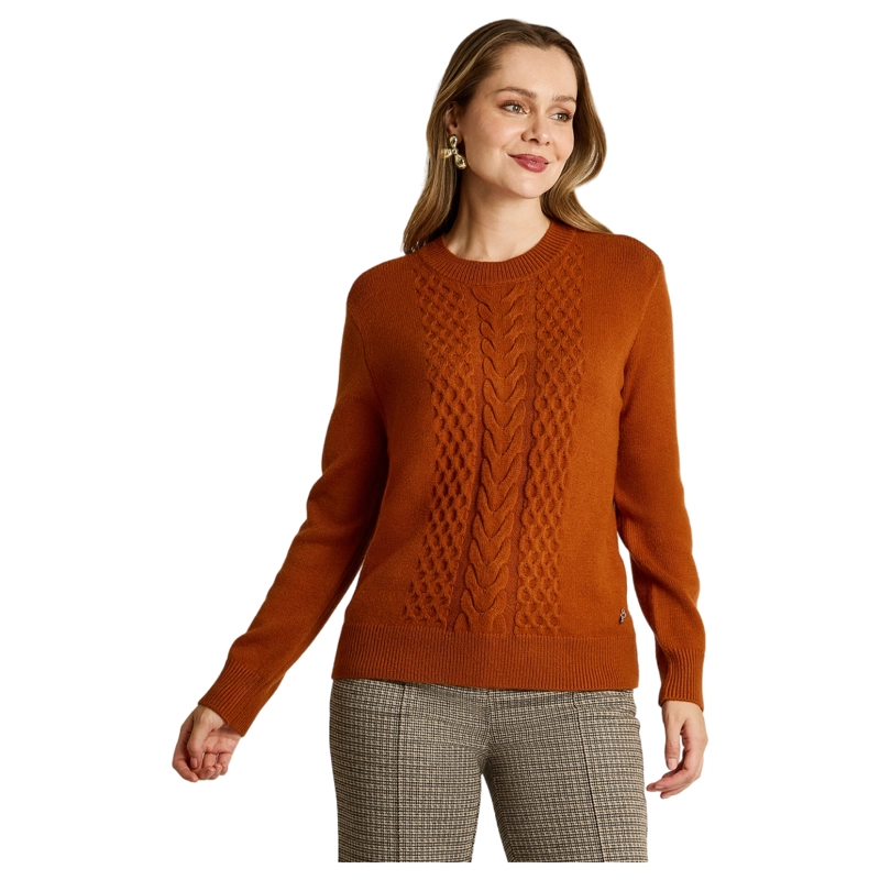 SWEATER TERRACOTA CON TRENZADO EN RELIEVE EN TEJIDO - 1