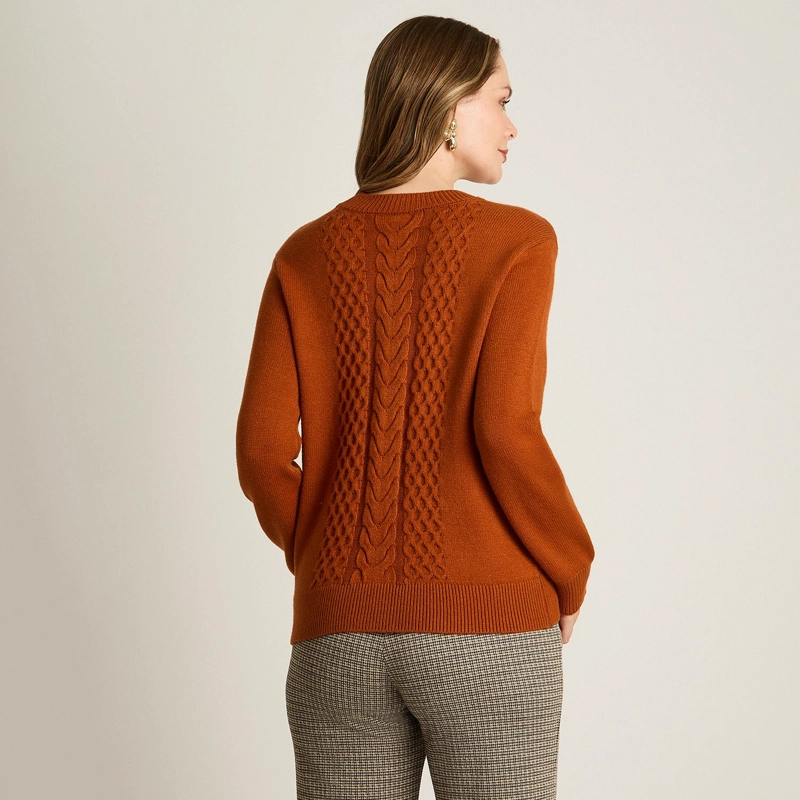 SWEATER TERRACOTA CON TRENZADO EN RELIEVE EN TEJIDO - 2