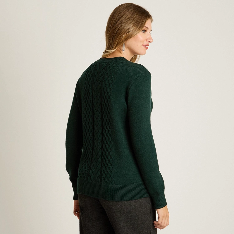 SWEATER VERDE CON TRENZADO EN RELIEVE EN TEJIDO - 2