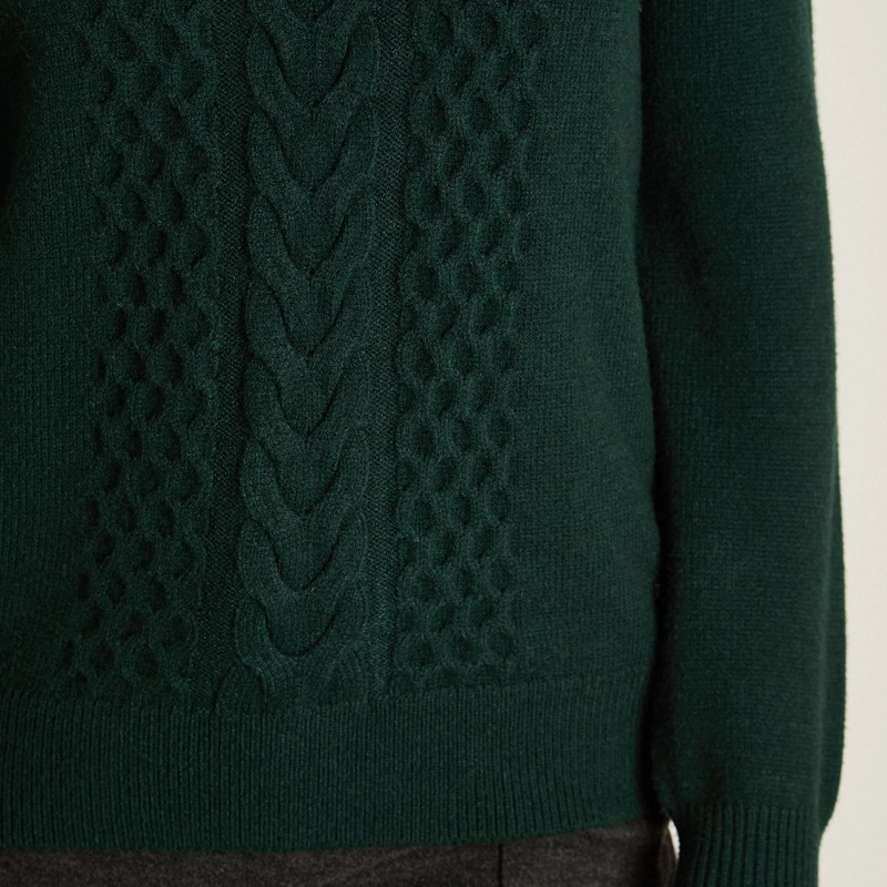 SWEATER VERDE CON TRENZADO EN RELIEVE EN TEJIDO - 3