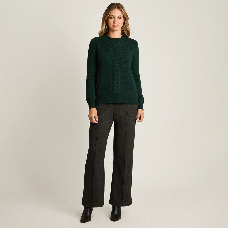 SWEATER VERDE CON TRENZADO EN RELIEVE EN TEJIDO - 4