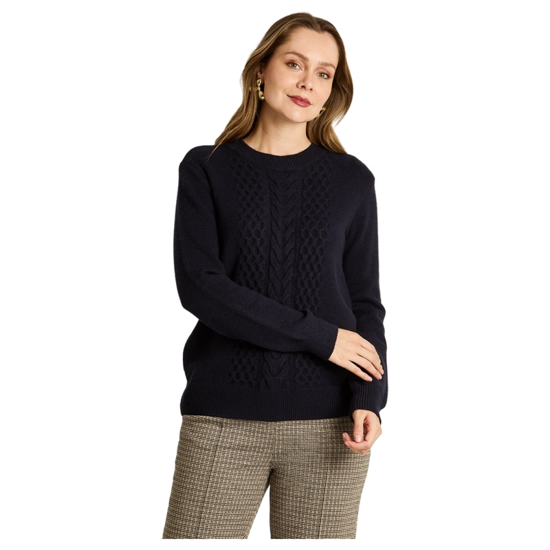 SWEATER AZUL MARINO CON TRENZADO EN RELIEVE EN TEJIDO - 1
