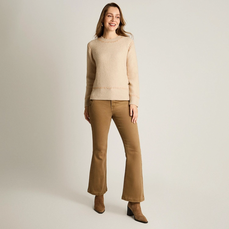 SWEATER BEIGE CON TEXTURA Y DETALLE DE PESPUNTE EN TEJIDO - 4