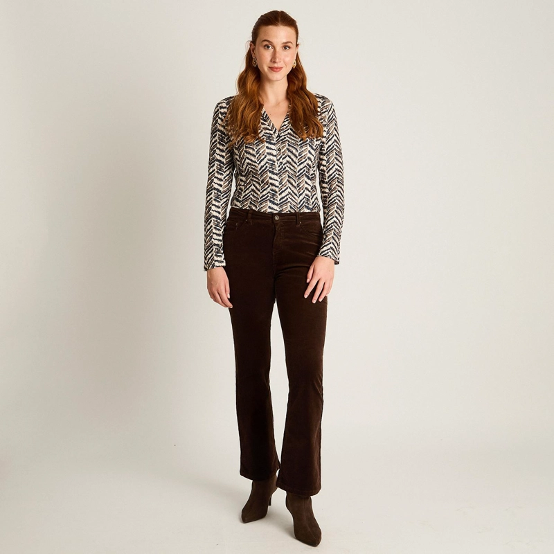 PANTALON CAFE COTELE CORTE FLARE - 4