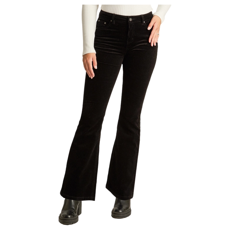 PANTALON NEGRO COTELE CORTE FLARE - 1