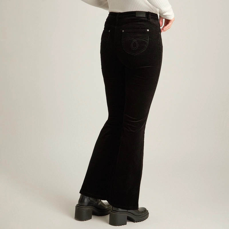 PANTALON NEGRO COTELE CORTE FLARE - 2