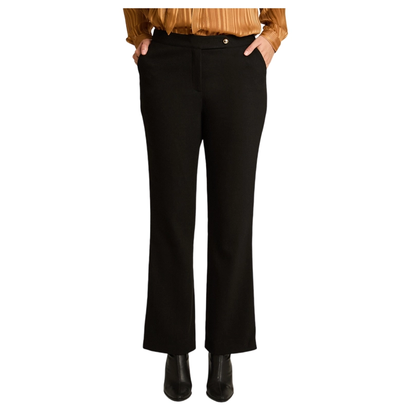 PANTALON FORMAL NEGRO RECTO CON DETALLE DORADO - 1
