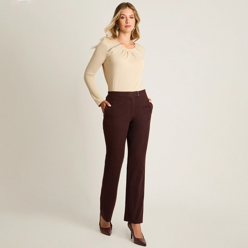 PANTALON RECTO DE LANA BURDEO - 4