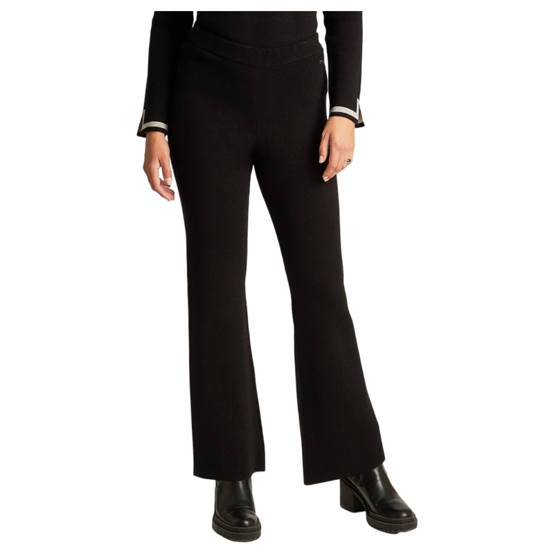 PANTALON NEGRO FLARE EN TEJIDO - 1
