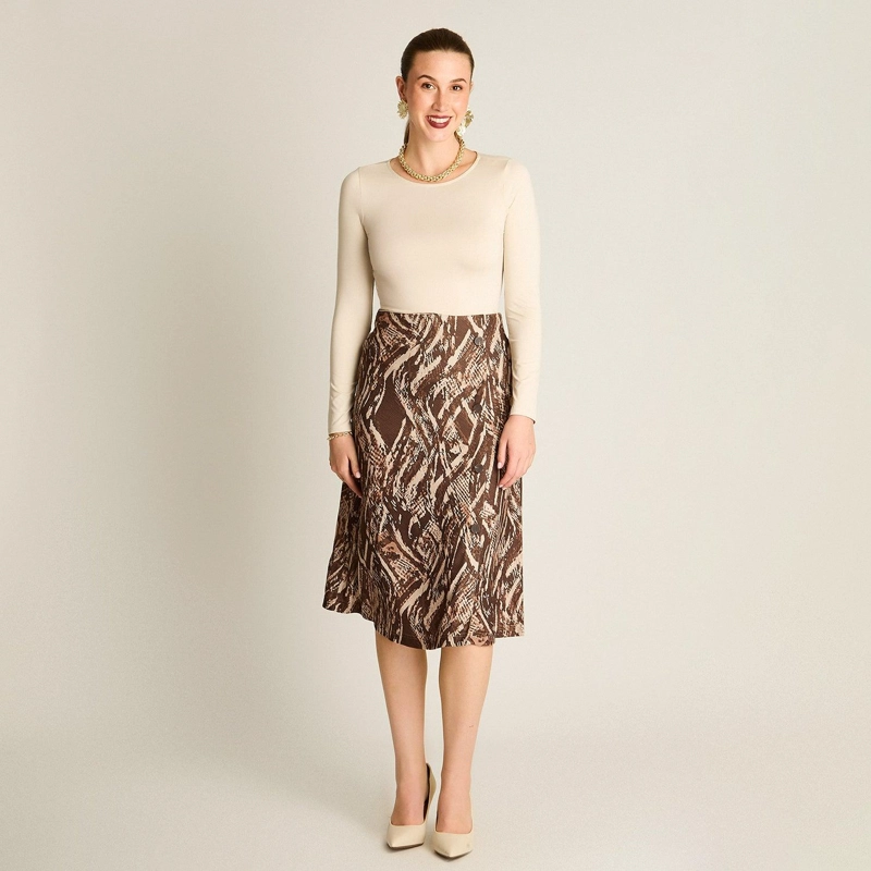 FALDA LANILLA CAFE ESTAMPADA MIDI - 4