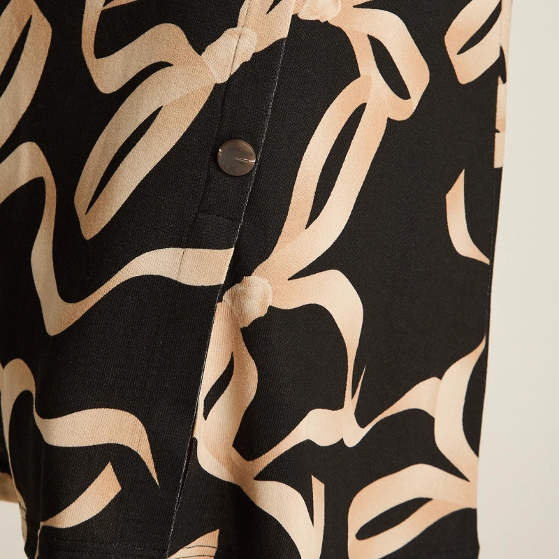 FALDA LANILLA NEGRA ESTAMPADA MIDI - 3