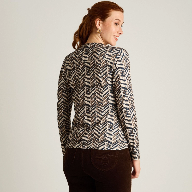 POLERA AZUL ESTAMPADA ESCOTE MAO - 2