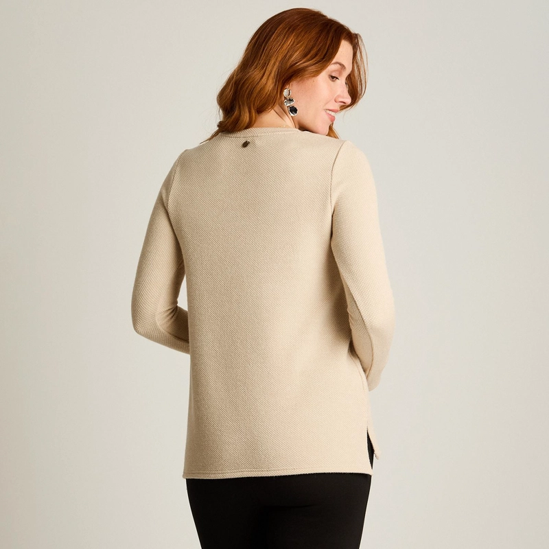 POLERA BEIGE MANGA LARGA LANILLA - 2