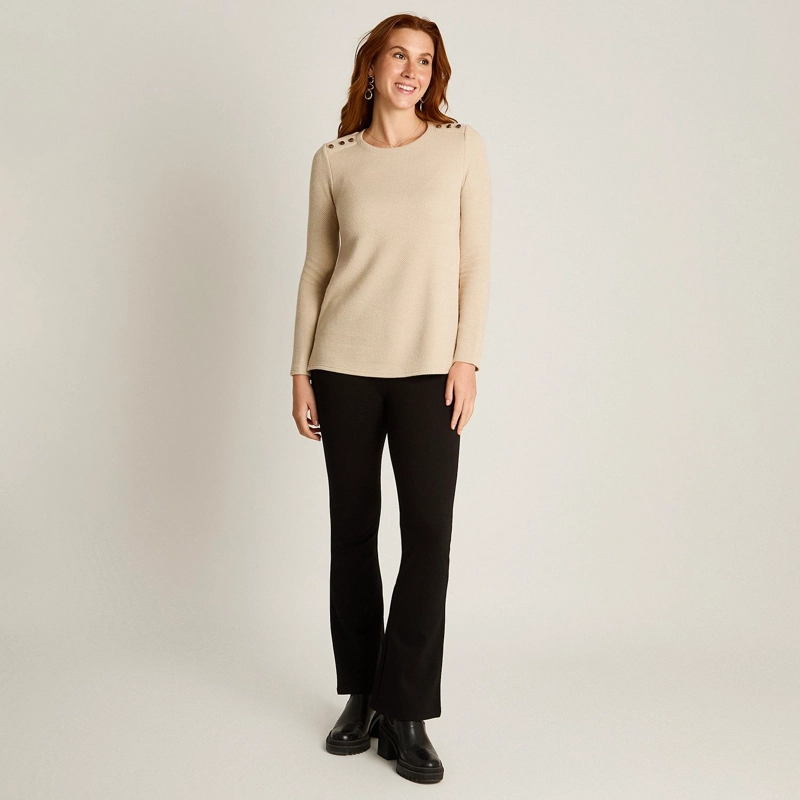POLERA BEIGE MANGA LARGA LANILLA - 4