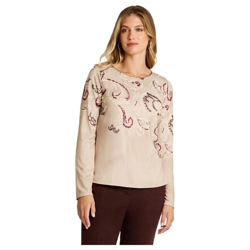 POLERA BEIGE DE LANILLA CON ESTAMPADO - 1