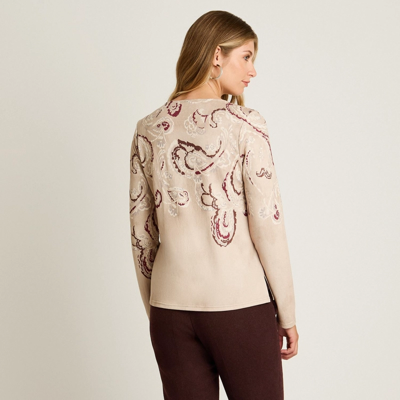 POLERA BEIGE DE LANILLA CON ESTAMPADO - 2
