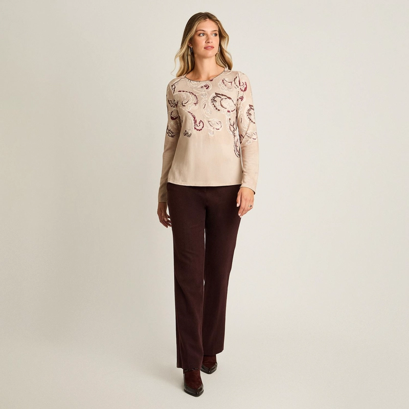 POLERA BEIGE DE LANILLA CON ESTAMPADO - 4
