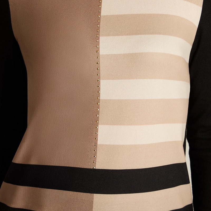 POLERA NEGRA LANILLA MANGA LARGA COLOR BLOCK - 3