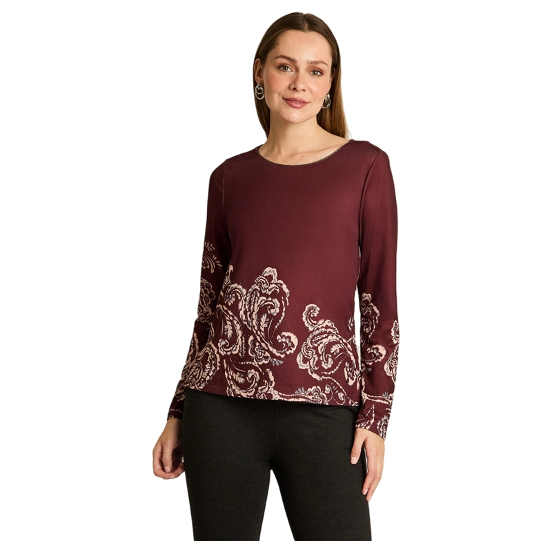 POLERA BURDEO MANGA LARGA ELASTICIDAD MEDIA SIN FORRO CALCE NORMAL TELA CAMANT - 1