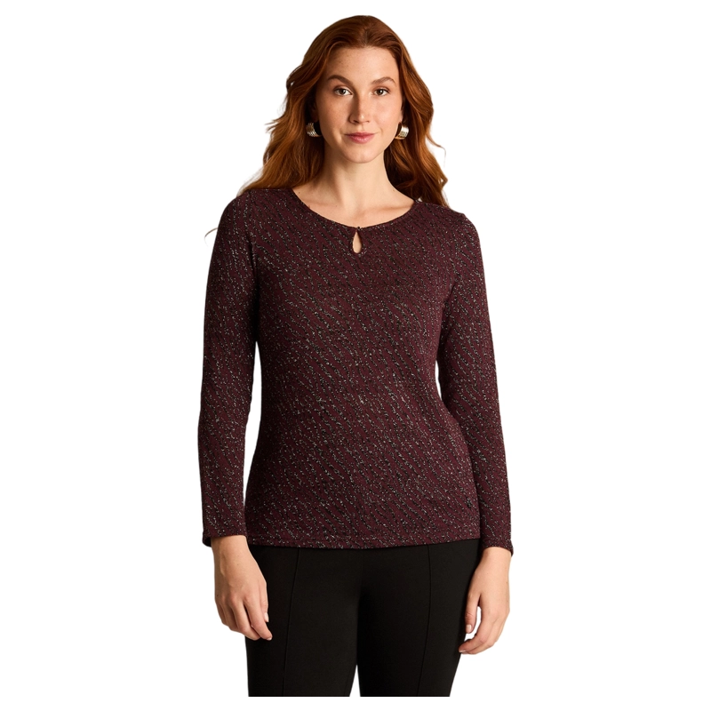 POLERA BURDEO DE LANILLA CON LUREX Y DETALLE EN ESCOTE - 1