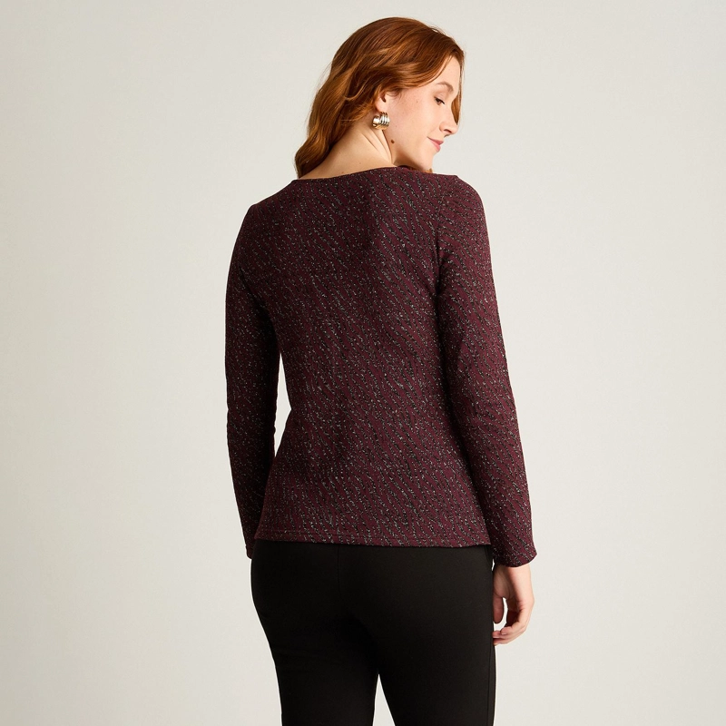 POLERA BURDEO DE LANILLA CON LUREX Y DETALLE EN ESCOTE - 2