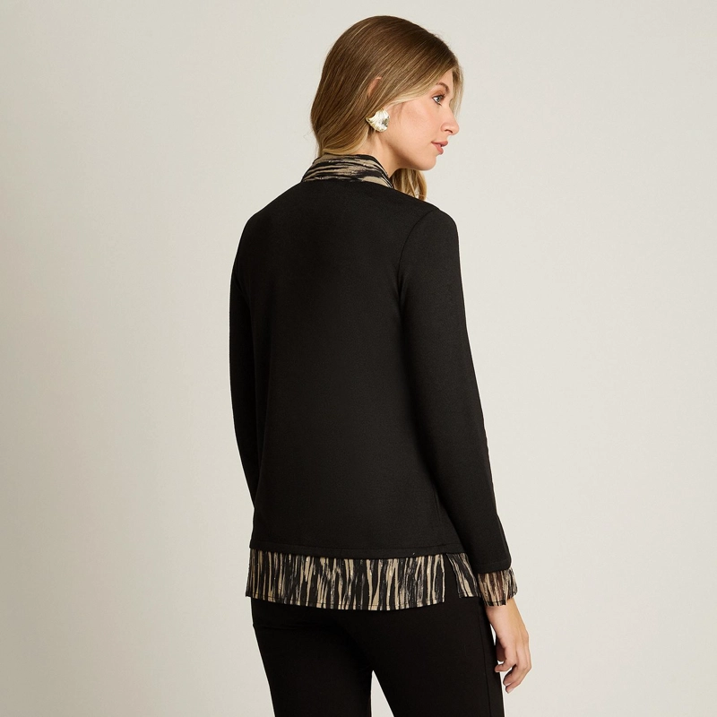 POLERA NEGRA LANILLA MANGA LARGA CON PAÑUELO Y DETALLE ESTAMPADO - 2