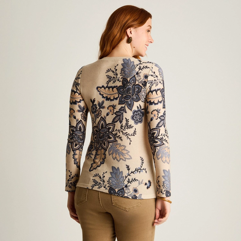 POLERA BEIGE LANILLA GRUESA MANGA LARGA ESTAMPADA - 2