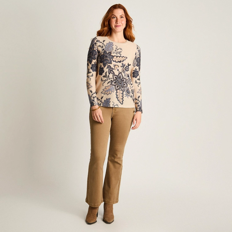 POLERA BEIGE LANILLA GRUESA MANGA LARGA ESTAMPADA - 4