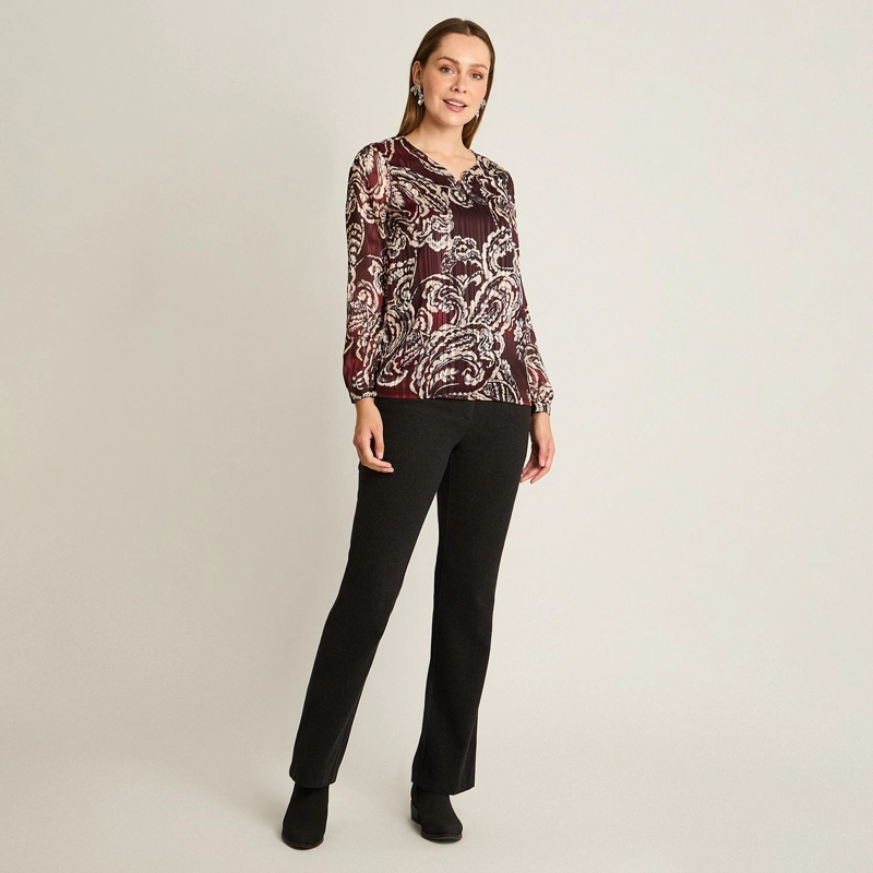 BLUSA BURDEO MANGA LARGA ELASTICIDAD MEDIA SIN FORRO CALCE NORMAL TELA PUNTO Y PLANO - 4