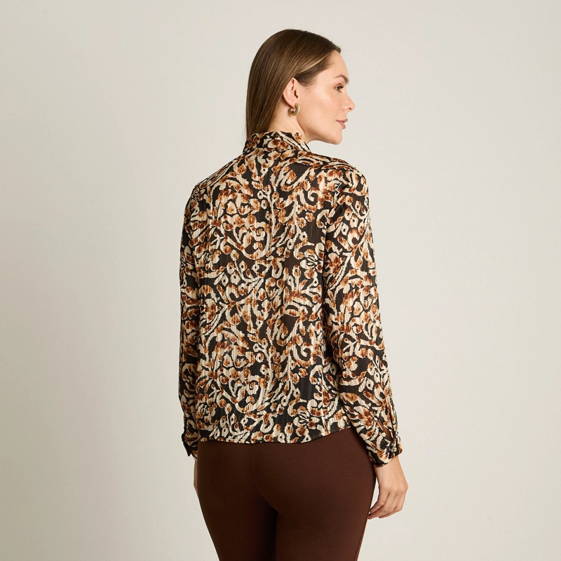 BLUSA NEGRA CON ESTAMPADO FLORAL Y DETALLE LUREX - 2