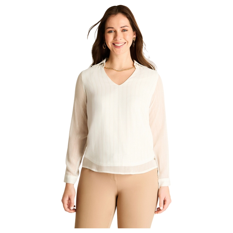 BLUSA CRUDO CON CUELLO CAMISERO - 1