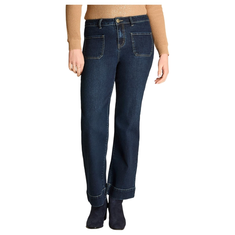 JEANS BLUE MEDIO WIDE LEG CON BOLSILLOS - 1